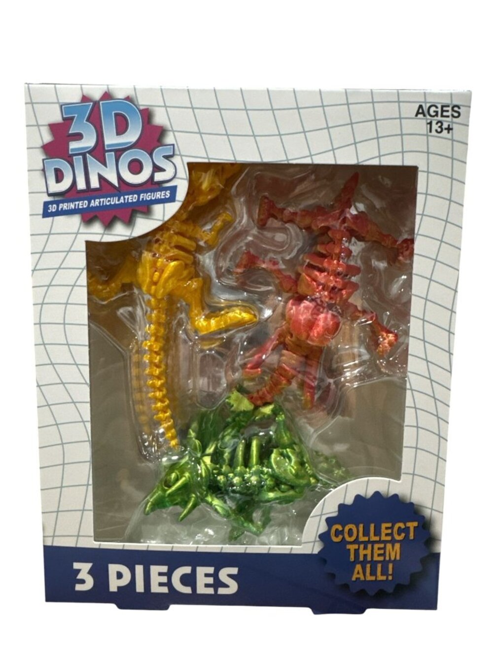 3D Dinos 3D Printed Articulated Dinosaur Figures Set Of 3 - Ages 13+ Collectible